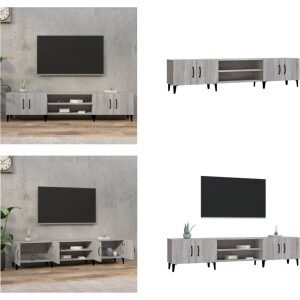 vidaXL Tv-meubel 180x31,5x40 cm bewerkt hout grijs sonoma eikenkleurig - Tv-kast - Tv-kasten - Tv-meubel - Hifi-meubel
