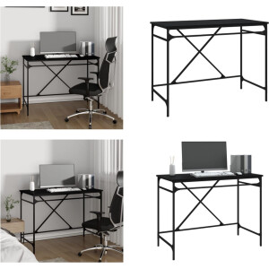 vidaXL Bureau 100x50x75 cm bewerkt hout en ijzer zwart - Bureau - Bureaus - Computerbureau - Computertafel