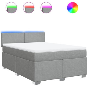 vidaXL - Boxspring - met - matras - stof - lichtgrijs - 140x200 - cm