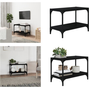 vidaXL Tv-meubel 60x33x41 cm bewerkt hout en staal zwart - Tv Meubel - Tv Meubels - Tv Kast - Tv Kasten