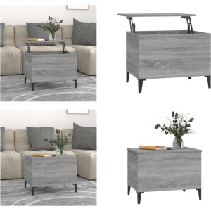 vidaXL Salontafel 60x44,5x45 cm bewerkt hout grijs sonoma eikenkleurig - Salontafel - Salontafels - Tafel - Tafels