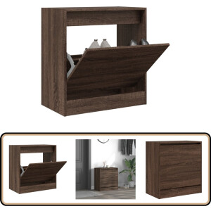 vidaXL Schoenenkast - Bruin Eiken - 60x34x63,5 cm Schoenenrek - Schoenenrekken - Opbergrek Voor Schoenen - Schoenenstellage