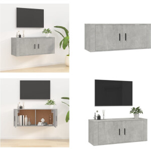 vidaXL Tv-wandmeubel 100x34,5x40 cm betongrijs - Tv-kast - Tv-kasten - Tv-wandmeubel - Televisiekast