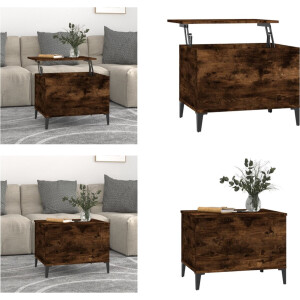 vidaXL - Salontafel - 60x44,5x45 - cm - bewerkt - hout - gerookt - eikenkleurig