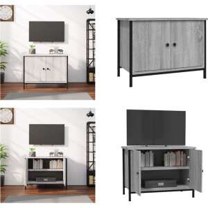 vidaXL Tv-meubel met deuren 60x35x45 cm bewerkt hout grijs sonoma - Tv-meubel - Tv-meubelen - Tv-standaard - Televisiemeubel