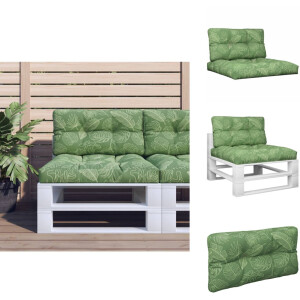 vidaXL Palletkussen - Palletkussens - Palletbankkussen - Bankkussen - Palletkussens 2 st stof bladpatroon