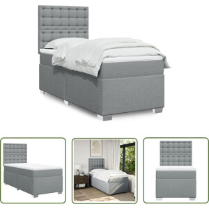 vidaXL Pocketveringmatras - Boxspringbed - Boxspring met matras stof lichtgrijs 100x200 cm - Boxspring - Tweepersoonsbed - Grijs Bed