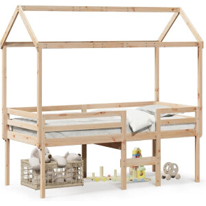 vidaXL - Hoogslaper - met - dak - massief - grenenhout - wasbruin - 75x190 - cm