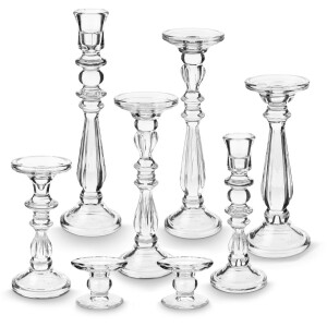 vtwonen Kandelaar Set van 7 - Kaarsenhouder van Glas - Transparant