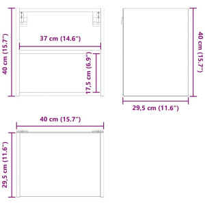 vidaXL - Hangkast - met - opslag - Zwart - Eiken - 40 - x - 29,5 - x - 40 - cm - Bewerkt - hout