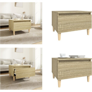 vidaXL Bijzettafel 50x46x35 cm bewerkt hout sonoma eikenkleurig - Bijzettafel - Bijzettafels - Eindtafel - Salontafel