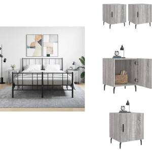 vidaXL Nachtkastje - Nachtkastjes - Bijzettafel - Wandkastje - Nachtkastjes 2 st 40x40x50 cm bewerkt hout grijs sonoma eiken