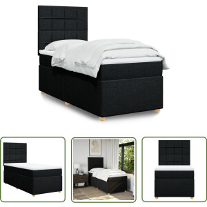 vidaXL Boxspringbed - Boxspring - Boxspring met matras stof zwart 80x200 cm - Matras - Pocketveringmatras - Slaapcomfort