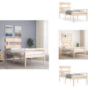 vidaXL Seniorenbed - Seniorenbedden - Senioren Bed - Bedframe - Seniorenbed met hoofdbord massief hout