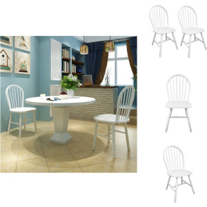 vidaXL - Eetkamerstoelen - 2 - st - massief - rubberwood - wit