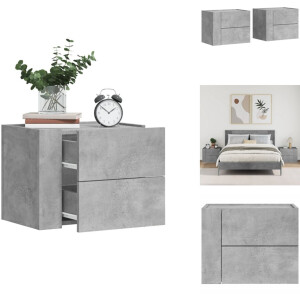 vidaXL Wandgemonteerd Nachtkastje - Wandgemonteerde Nachtkastjes - Bijzettafel - Wandkastje - Nachtkastjes 2 st wandgemonteerd 45x30x35 cm betongrijs