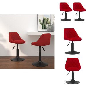 vidaXL Eetkamerstoel - Eetkamerstoelen - Keukenstoelen - Keukenstoel - Eetkamerstoelen draaibaar 2 st fluweel wijnrood