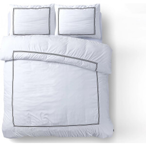 Luxe dekbedovertrek Marnix wit - 240x200/220 (lits-jumeaux) - heerlijk zacht en comfortabel - fijne kwaliteit - stijlvolle uitstraling - met handige drukknopen