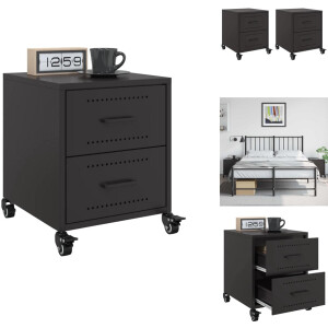 vidaXL Nachtkastje - Nachtkastjes - Bijzettafel - Wandkastje - Nachtkastjes 2 st 36x39x43,5 cm staal zwart