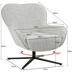 Livingfurn Fauteuil Sven - Beige Stof - Draaibaar