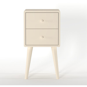 Nachtkastje Borba - Hout - Creme/Wit - 30 x 57 x 30 cm (BxHxD)