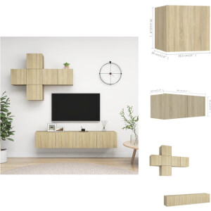 vidaXL Televisiemeubelset Hangend Sonoma Eiken - 1x60x30 cm - 2x80x30 cm - 4x30.5x30 cm - Kast