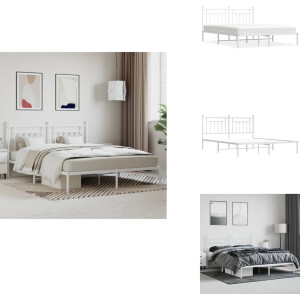 vidaXL - Bedframe - met - hoofdbord - metaal - wit - 180x200 - cm
