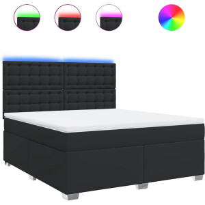 vidaXL - Boxspring - met - matras - kunstleer - zwart - 180x200 - cm