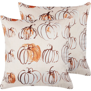 BELIANI CUCURBITA - Sierkussen set van 2 - Beige - 45 x 45 cm - Fluweel