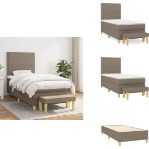 vidaXL Boxspring - Boxsprings - Pocketveringbed - Bed - Boxspring met matras stof taupe 90x200 cm