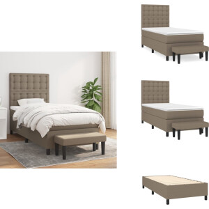 vidaXL Boxspring - Boxsprings - Pocketveringbed - Bed - Boxspring met matras stof taupe 100x200 cm
