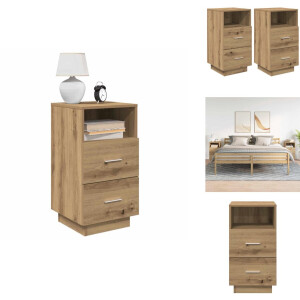 vidaXL Nachtkastje - Nachtkastjes - Bijzettafel - Wandkastje - Nachtkastjes 2 st met 2 lades 36x36x68 cm artisanaal eiken