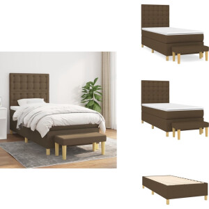vidaXL Boxspring - Boxsprings - Pocketveringbed - Bed - Boxspring met matras stof donkerbruin 100x200 cm