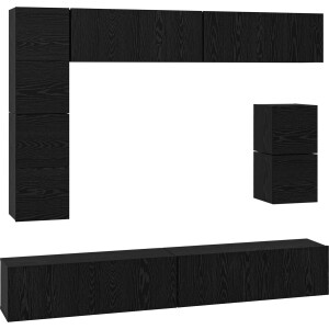 vidaXL - Tv-meubelset - 8 - st - Zwart - Eiken - Bewerkt - hout