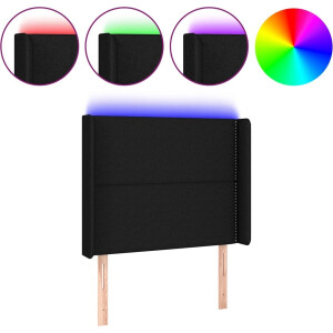 vidaXL - Hoofdbord - LED - 93x16x118/128 - cm - stof - zwart