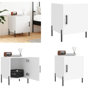 vidaXL Nachtkastje 40x40x50 cm bewerkt hout wit - Nachtkastje - Nachtkastjes - Bijzettafel - Wandkastje