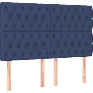 vidaXL - Hoofdbord - blauw - 160x7x118/128 - cm - stof