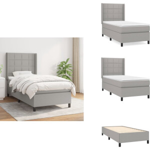 vidaXL Boxspring - Boxsprings - Bed - Slaapmeubel - Boxspring met matras stof lichtgrijs 90x200 cm