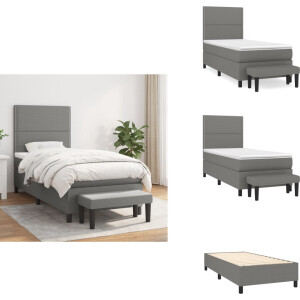vidaXL Boxspring - Boxsprings - Pocketveringbed - Bed - Boxspring met matras stof donkergrijs 100x200 cm