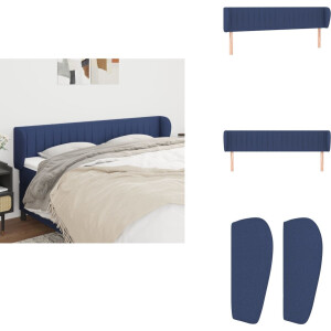 vidaXL Hoofdbord - Hoofdborden - Hoofdeinde - Houten Hoofdbord - Hoofdbord met randen 203x23x78/88 cm stof blauw