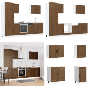 vidaXL 7-delige Keukenkastenset Kalmar bewerkt hout bruin eikenkleur - Keukenkast Set - Keukenkast Sets - Keukenunit Set - Kast Set