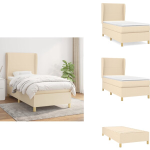 vidaXL Boxspring - Boxsprings - Bed - Slaapmeubel - Boxspring met matras stof crèmekleurig 90x200 cm