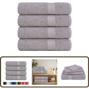 vidaXL Douchehanddoeken - 4 stuks - 70x140 cm - Grijs Zwembadhanddoek - Badlaken - Katoenen Handdoek - Dikke Handdoek - Grote Handdoek