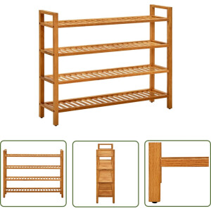 vidaXL Schoenen Organisatie - Schoenenrek - Schoenenrek met 4 schappen 100x27x80 cm massief eikenhout - Eikenhouten Schoenenrek - Vintage Schoenenrek - Landelijke Schoenenrek