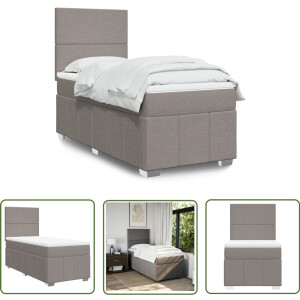 vidaXL Boxspringbed - Boxspring - Boxspring met matras stof taupe 90x200 cm - Matras - Pocketveringmatras - Hoofdbord