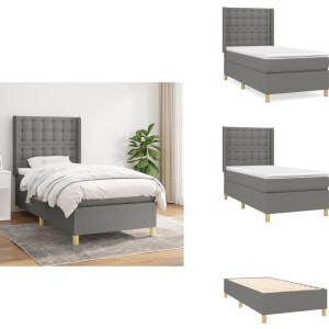vidaXL Boxspring - Boxsprings - Bed - Slaapmeubel - Boxspring met matras stof donkergrijs 100x200 cm