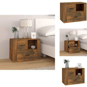 vidaXL Nachtkastje - Nachtkastjes - Nacht Kastje - Kastje - Nachtkastje 60x36x45 cm bewerkt hout gerookt eikenkleurig