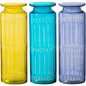 J-Line vaas Tarifa - glas - mix - 3 stuks - 30 cm hoog