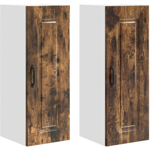 vidaXL - Keuken - Kast - met - opslag - Kalmar - 2 - pcs - Rook - Eiken - 30 - x - 31 - x - 80 - cm