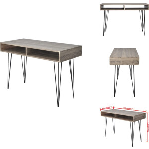 vidaXL Bureau - Bureaus - - Bureau met 2 compartimenten grijs